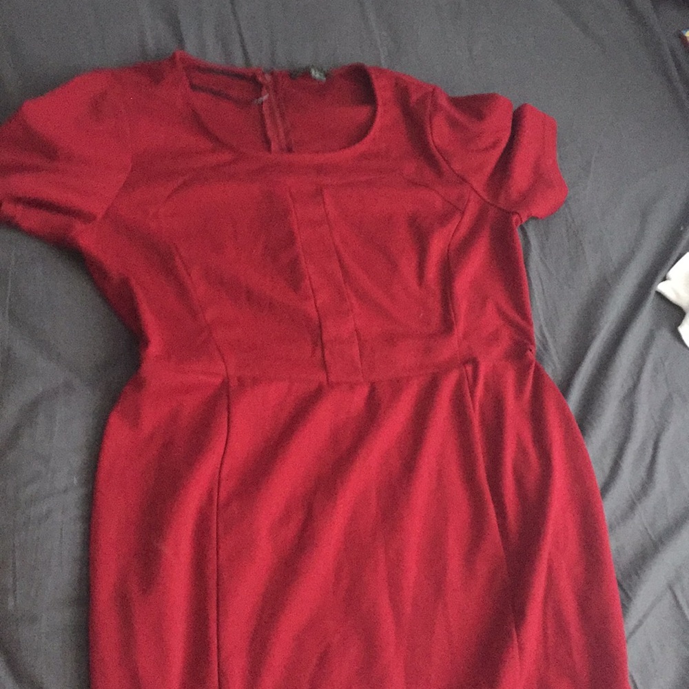 Red body con dress